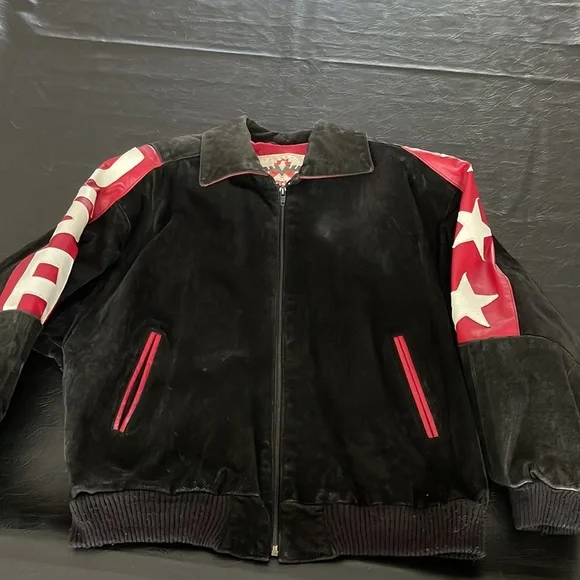 Leather American Flag Jacket. EUC, Suede, VINTAGE - Picture 4 of 5